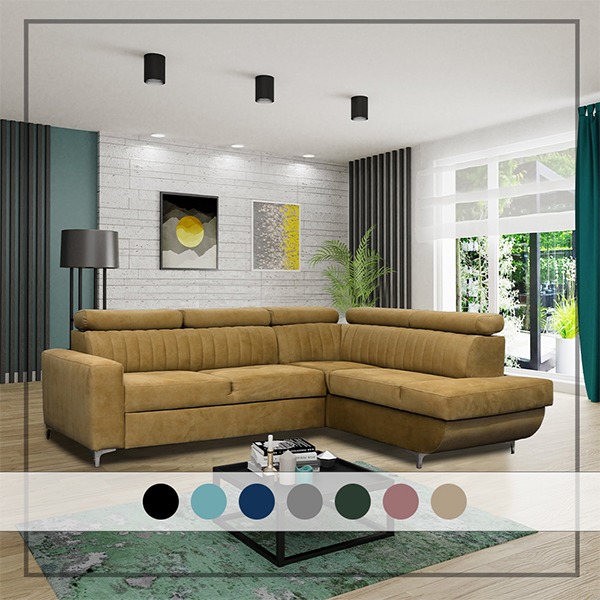 MUSTARD CORNER SOFA BED - Image 2