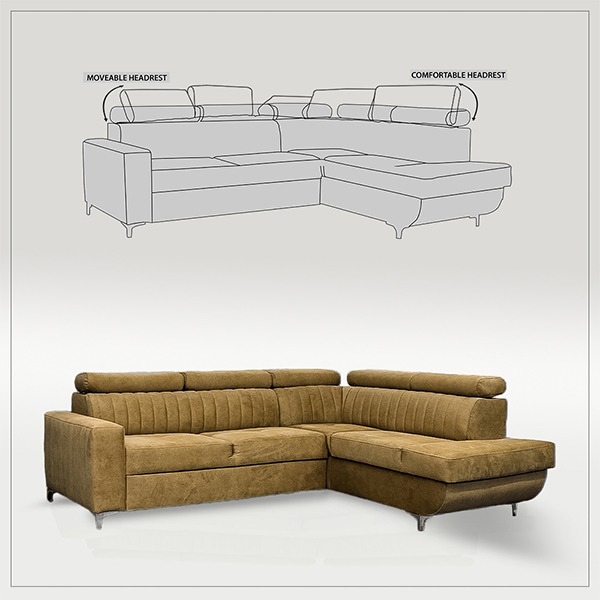 MUSTARD CORNER SOFA BED - Image 7