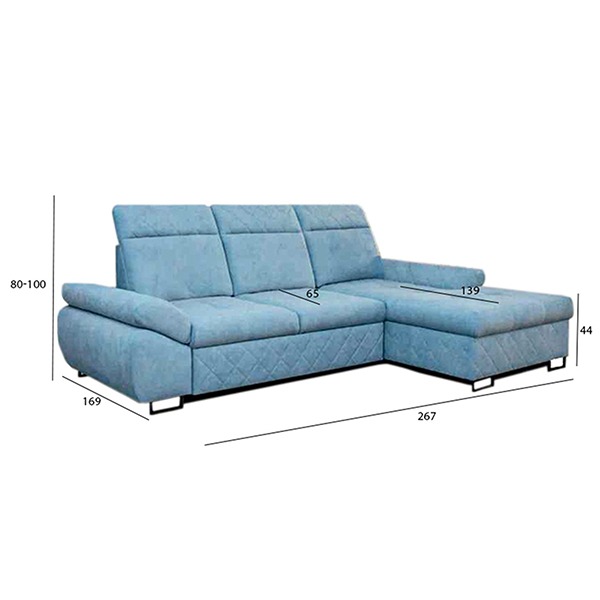 Corner Sofa Bed Sky Blue - Image 7